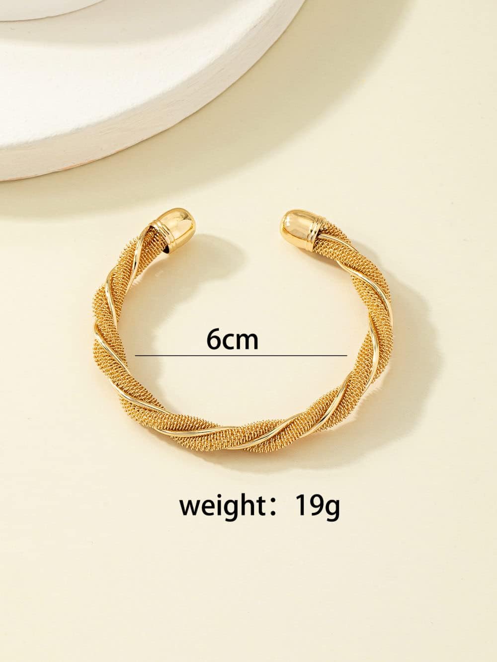 Elegant Twisted Gold Cuff Bangle