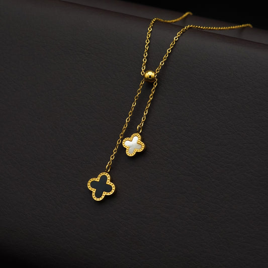 Dual Clover Gold Tone Necklace