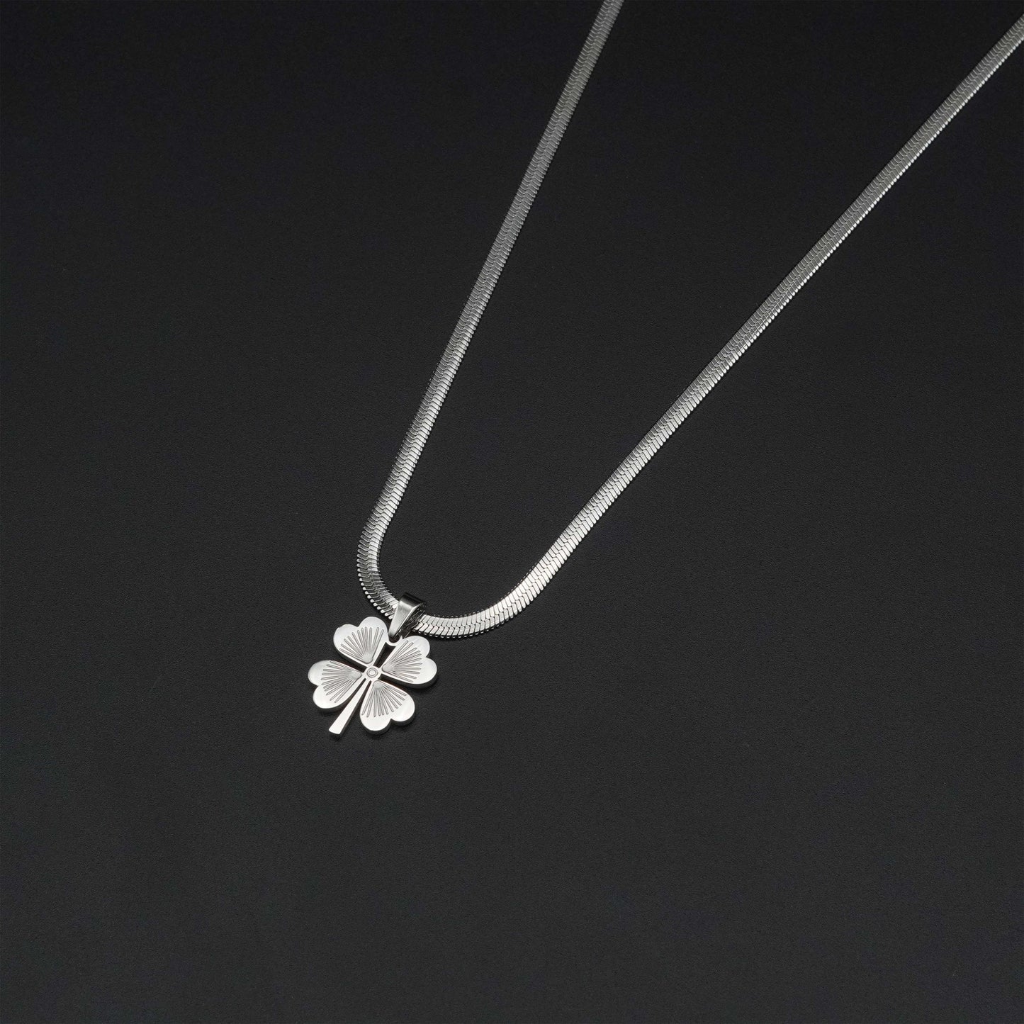 Silver Four-Leaf Clover Necklace