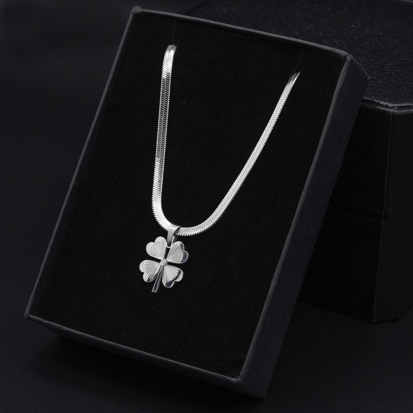 Silver Four-Leaf Clover Necklace