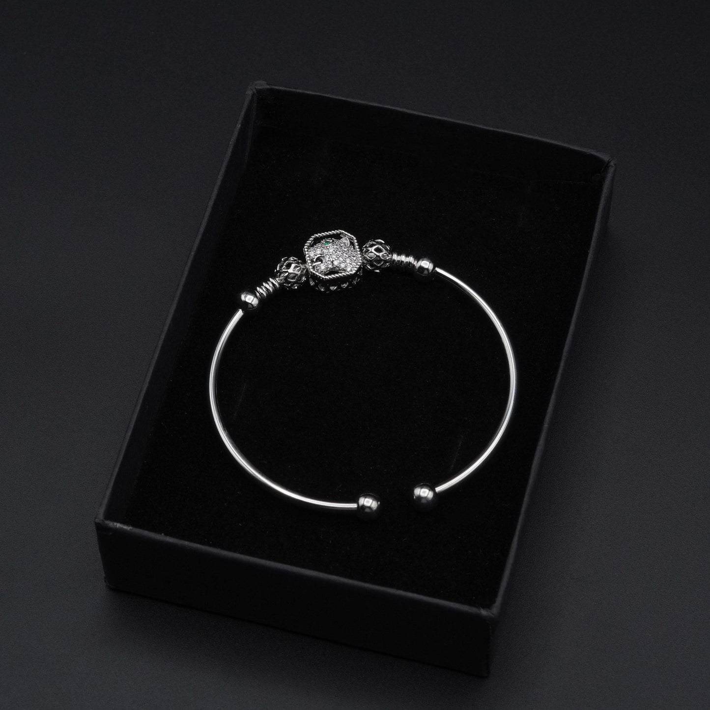 Sparkling Gemstones Silver Bangle