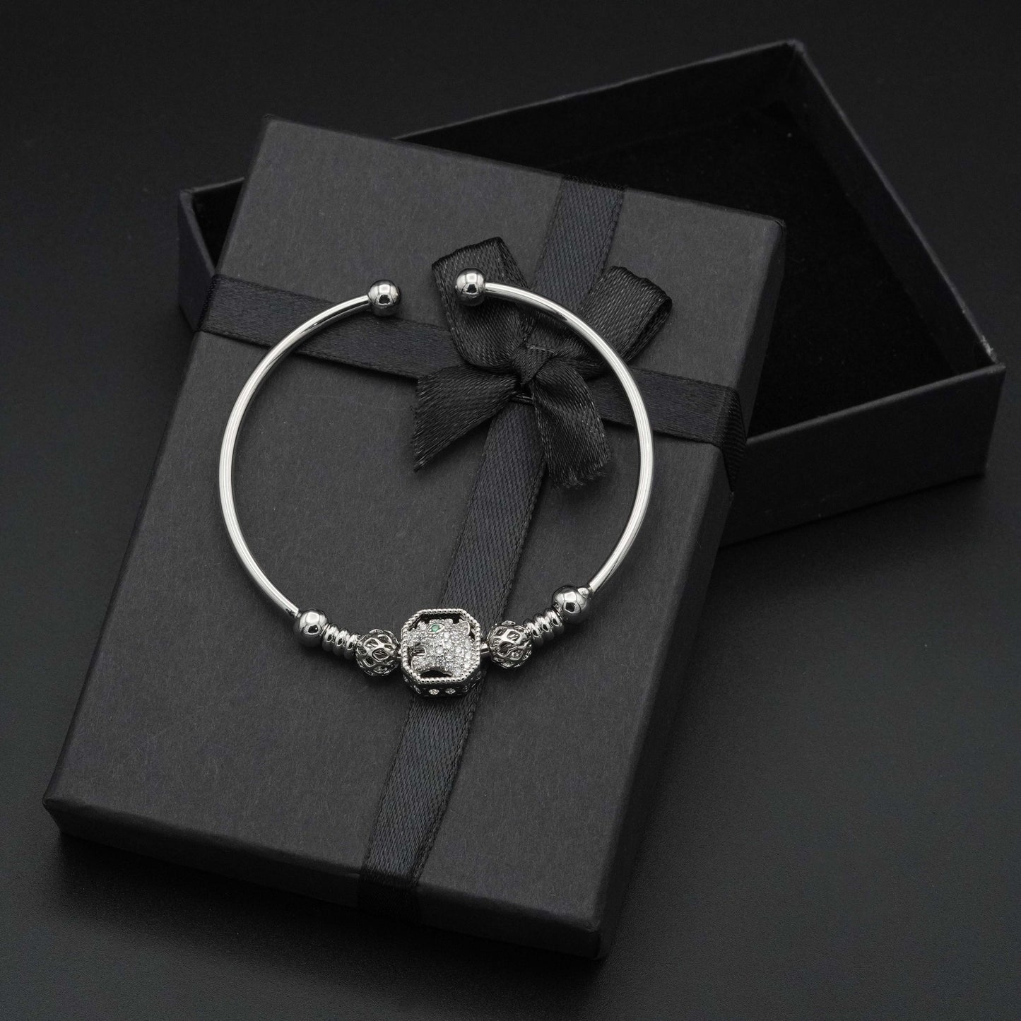 Sparkling Gemstones Silver Bangle