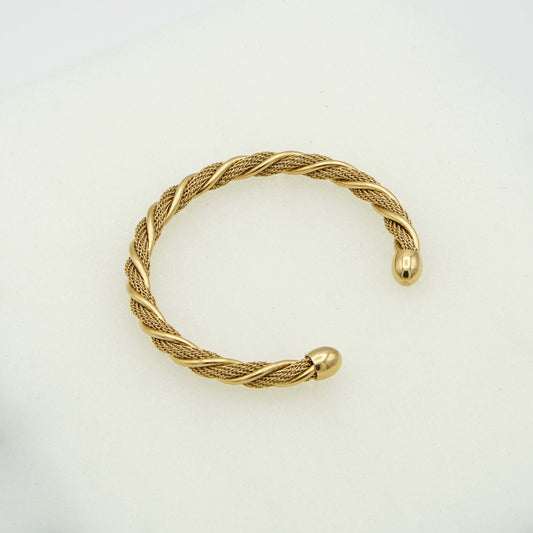 Elegant Twisted Gold Cuff Bangle