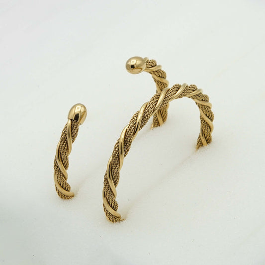 Elegant Twisted Gold Cuff Bangle