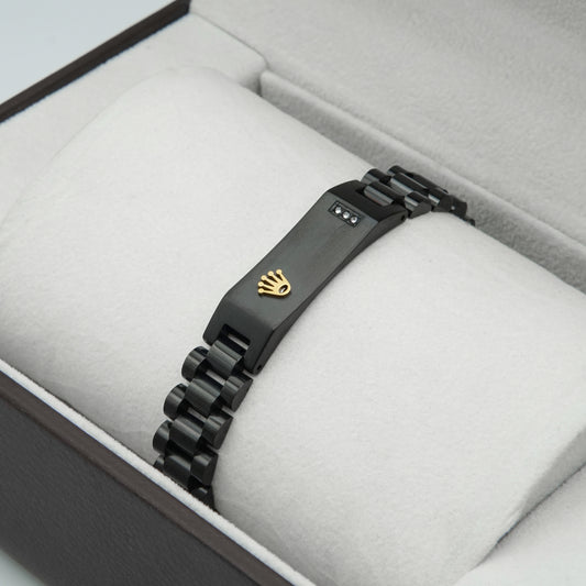 Luxury Rolex Black Bracelet with Diamond Accents