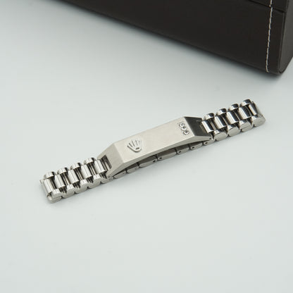 Luxury Rolex Silver Bracelet with Diamond Accents