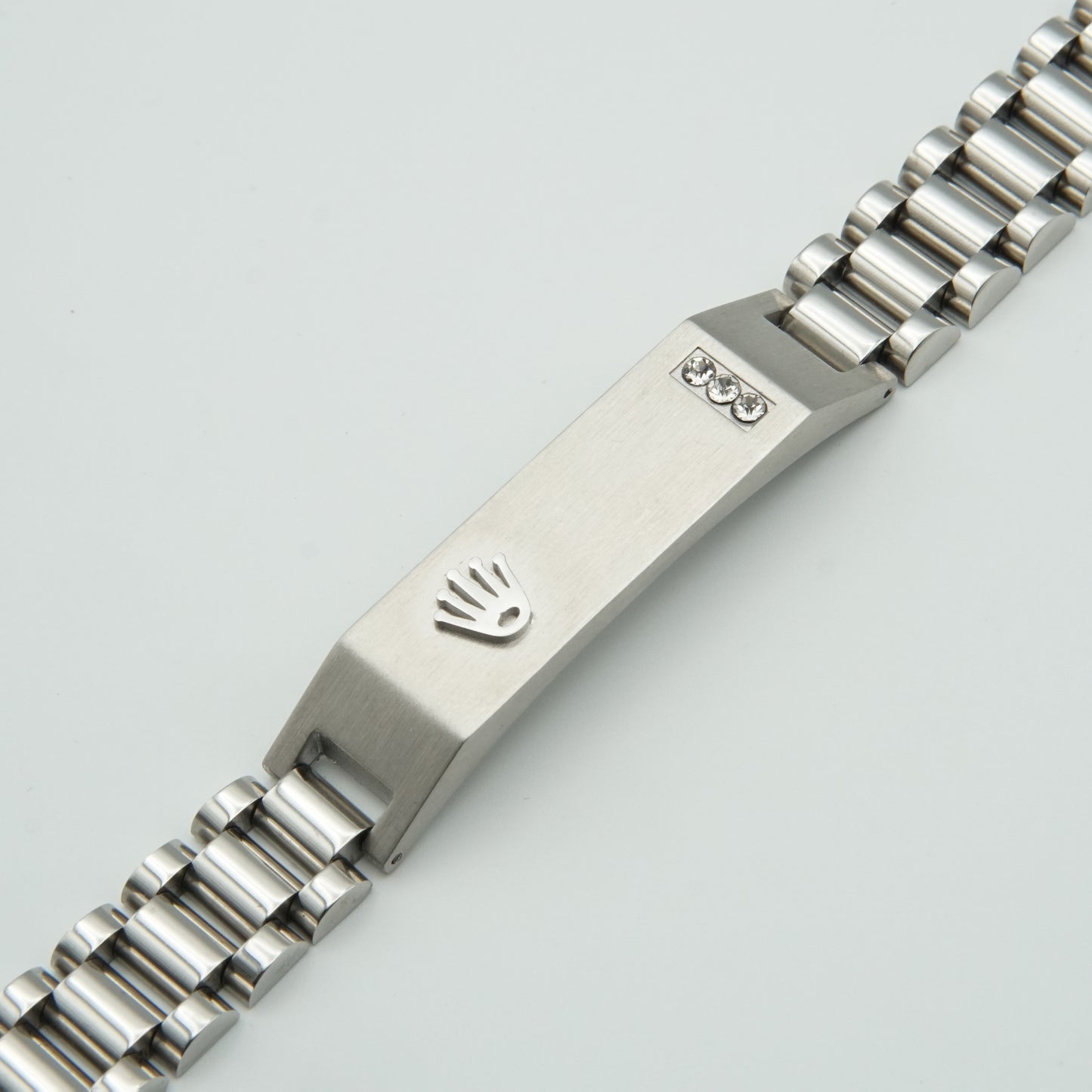 Luxury Rolex Silver Bracelet with Diamond Accents