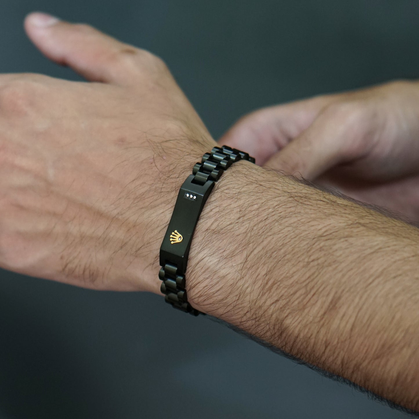 Luxury Rolex Black Bracelet with Diamond Accents