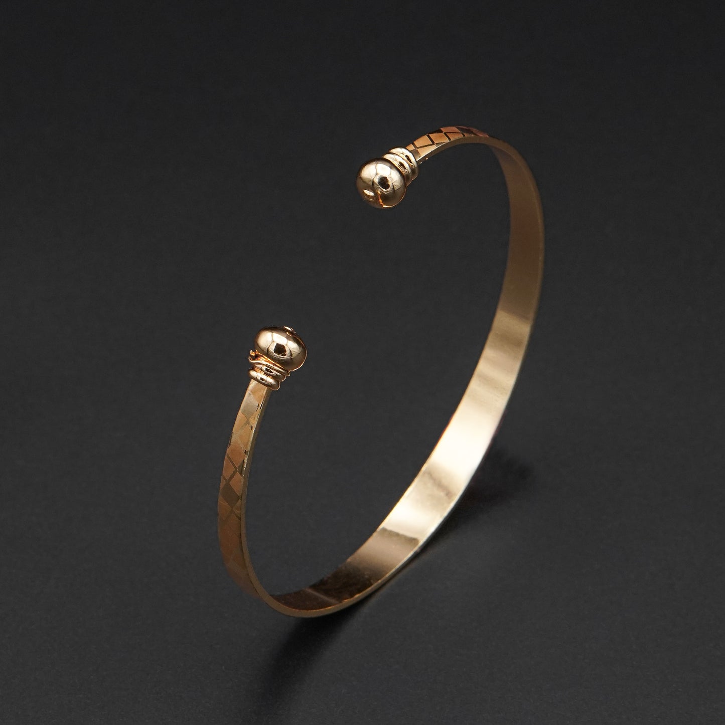 Rose Gold-Toned Open Cuff Bangle with Textured Design