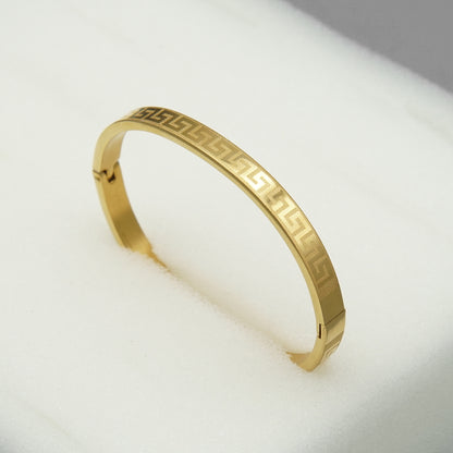 Modern Geometric Gold Bangle