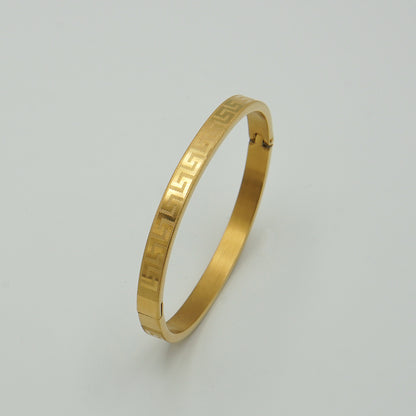 Modern Geometric Gold Bangle