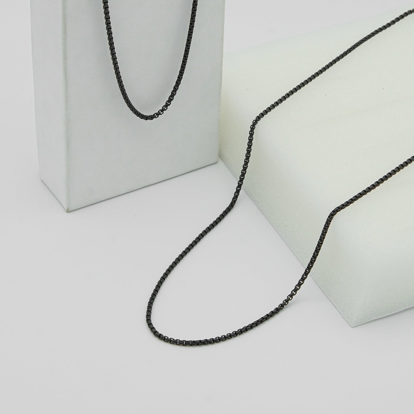 Sleek Black Box Chain Necklace