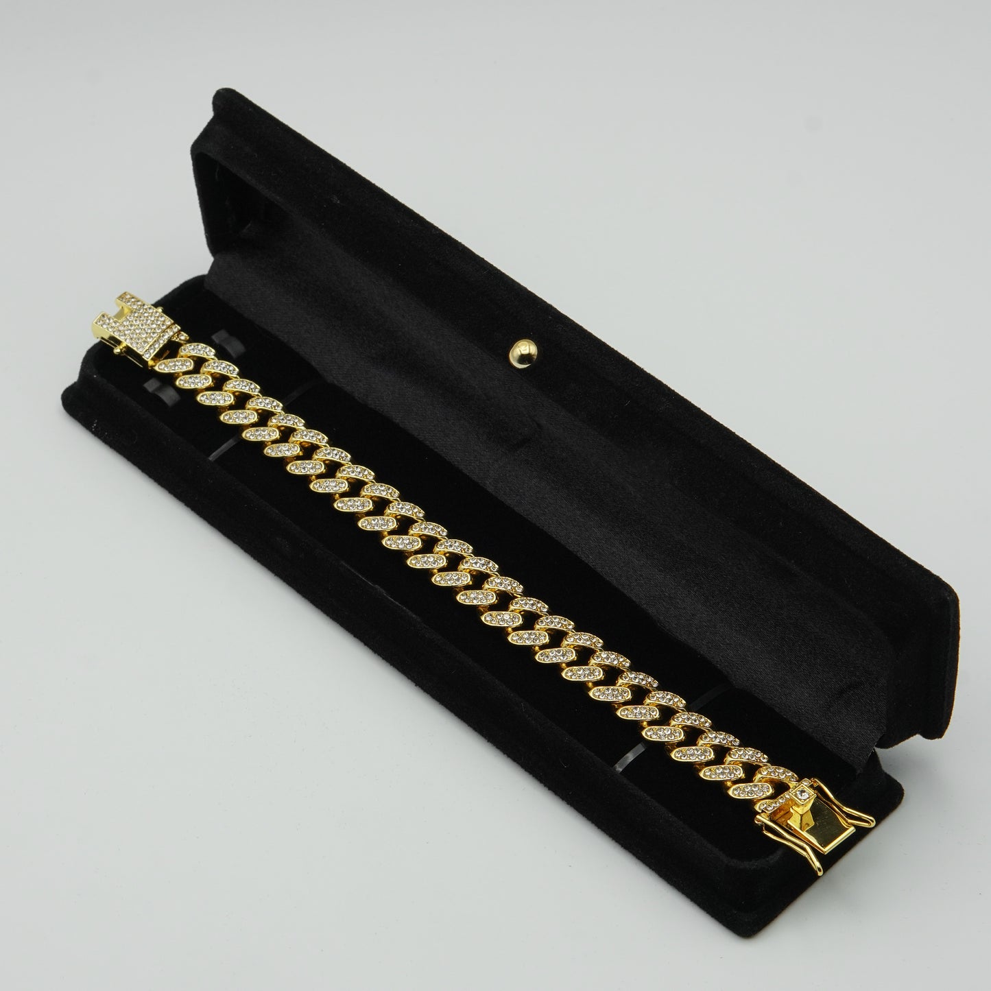 Luxury Gold-Plated Cuban Link with Crystals Bracelet