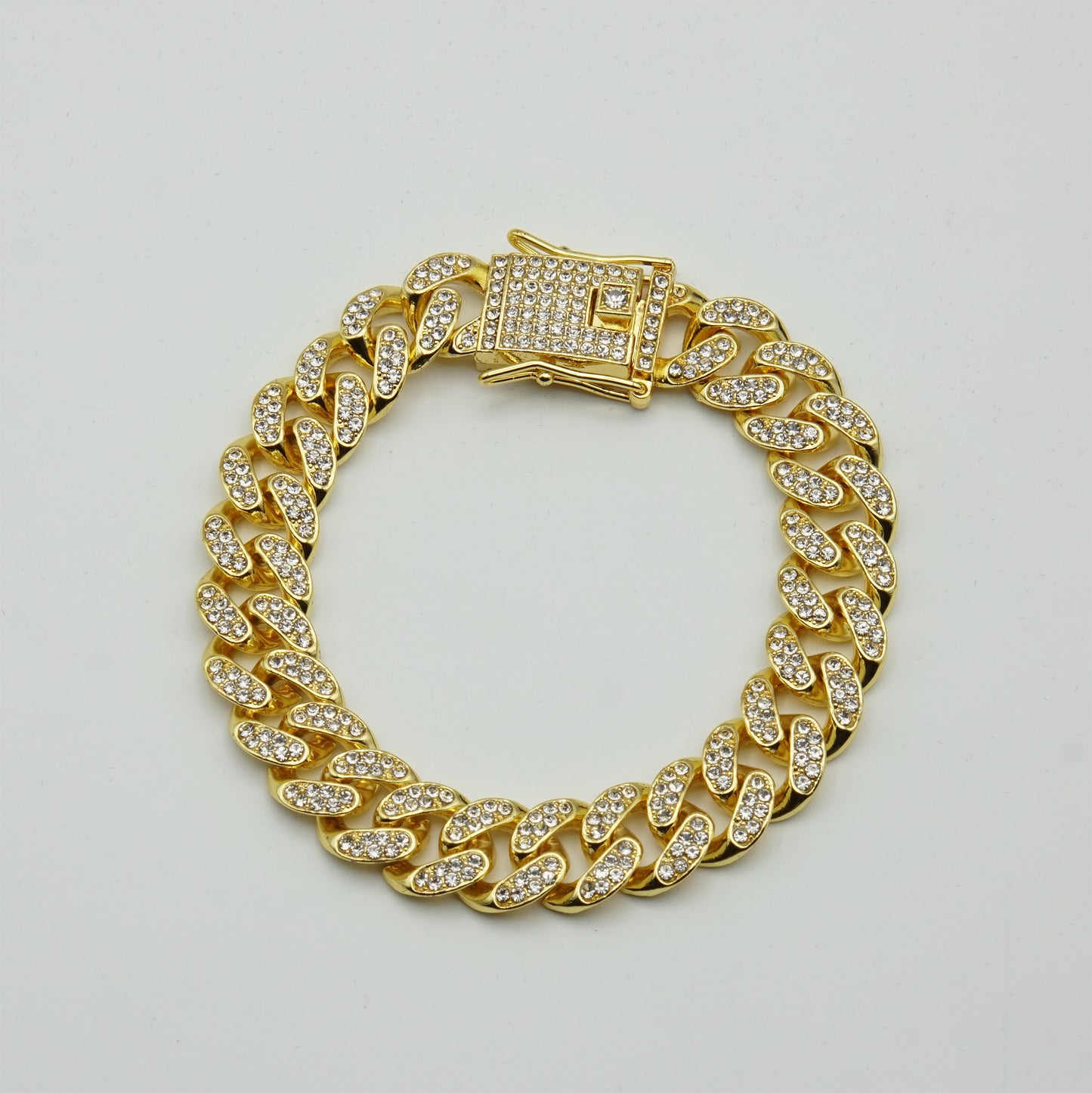 Luxury Gold-Plated Cuban Link with Crystals Bracelet