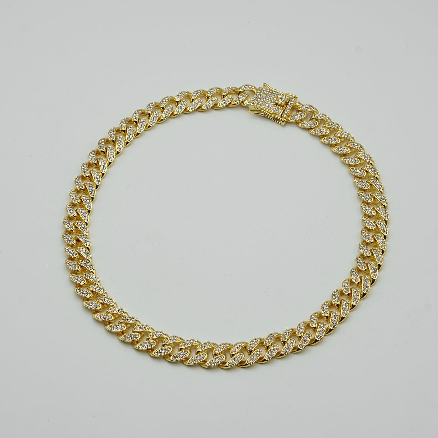 Cuban Link Chain with Crystals Gold Necklace