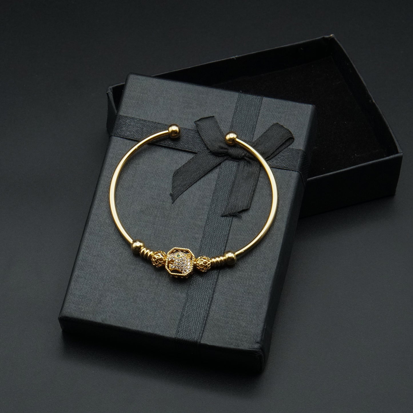 Sparkling Gemstones Gold Bangle