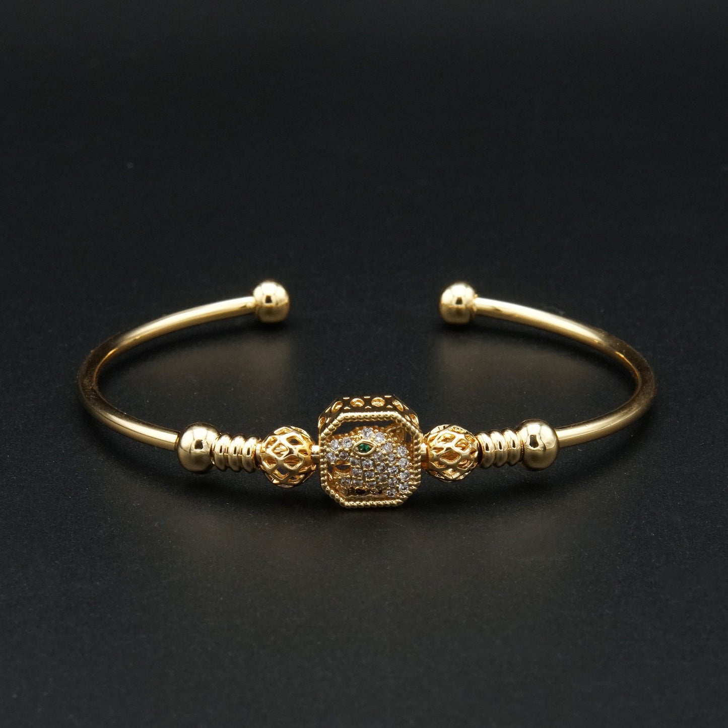 Sparkling Gemstones Gold Bangle