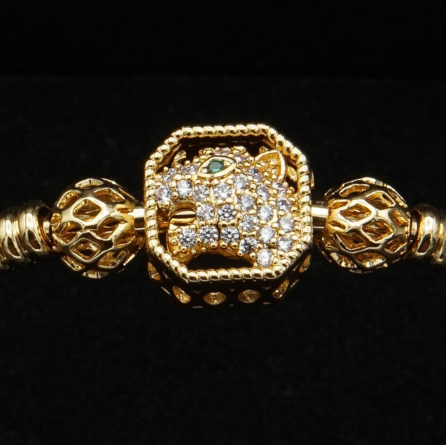 Sparkling Gemstones Gold Bangle