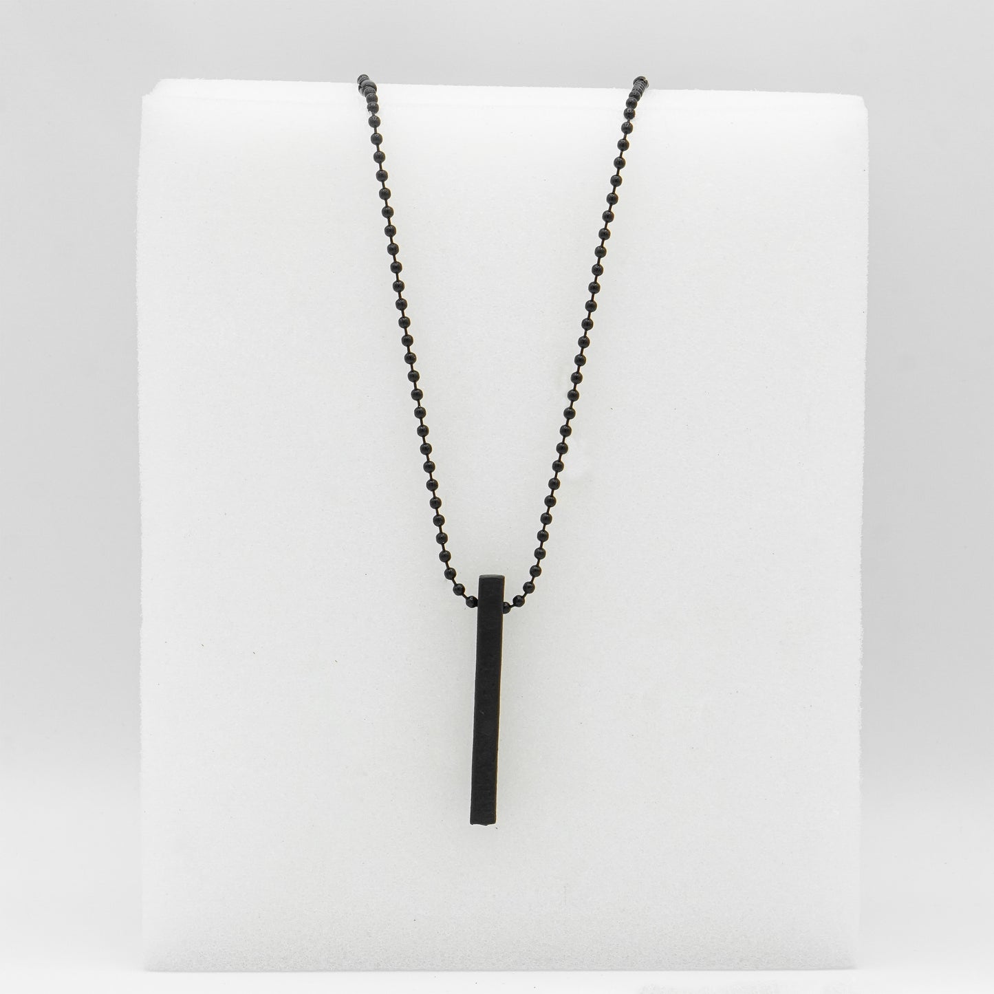 Black Square Bar & Ball Chain Necklace