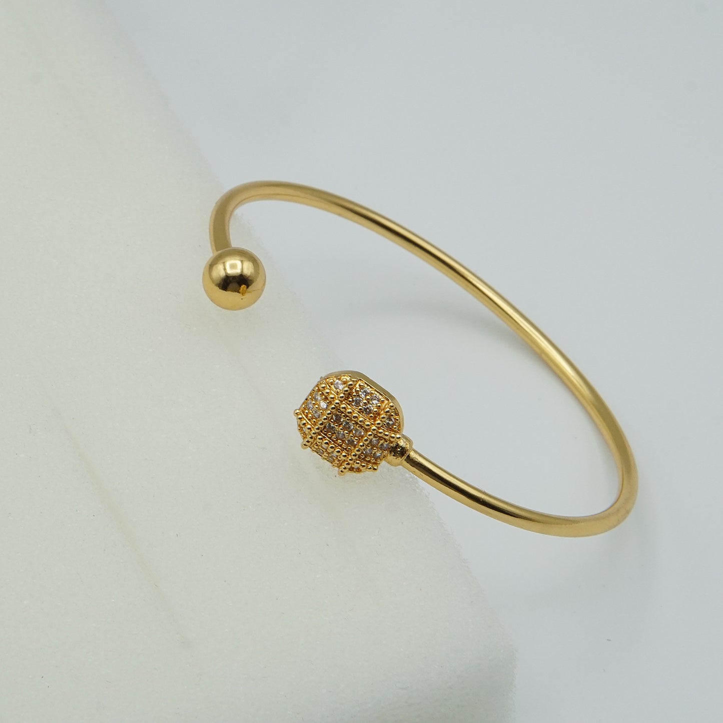 Gold Bangle and Ring Set with Crystal Accents