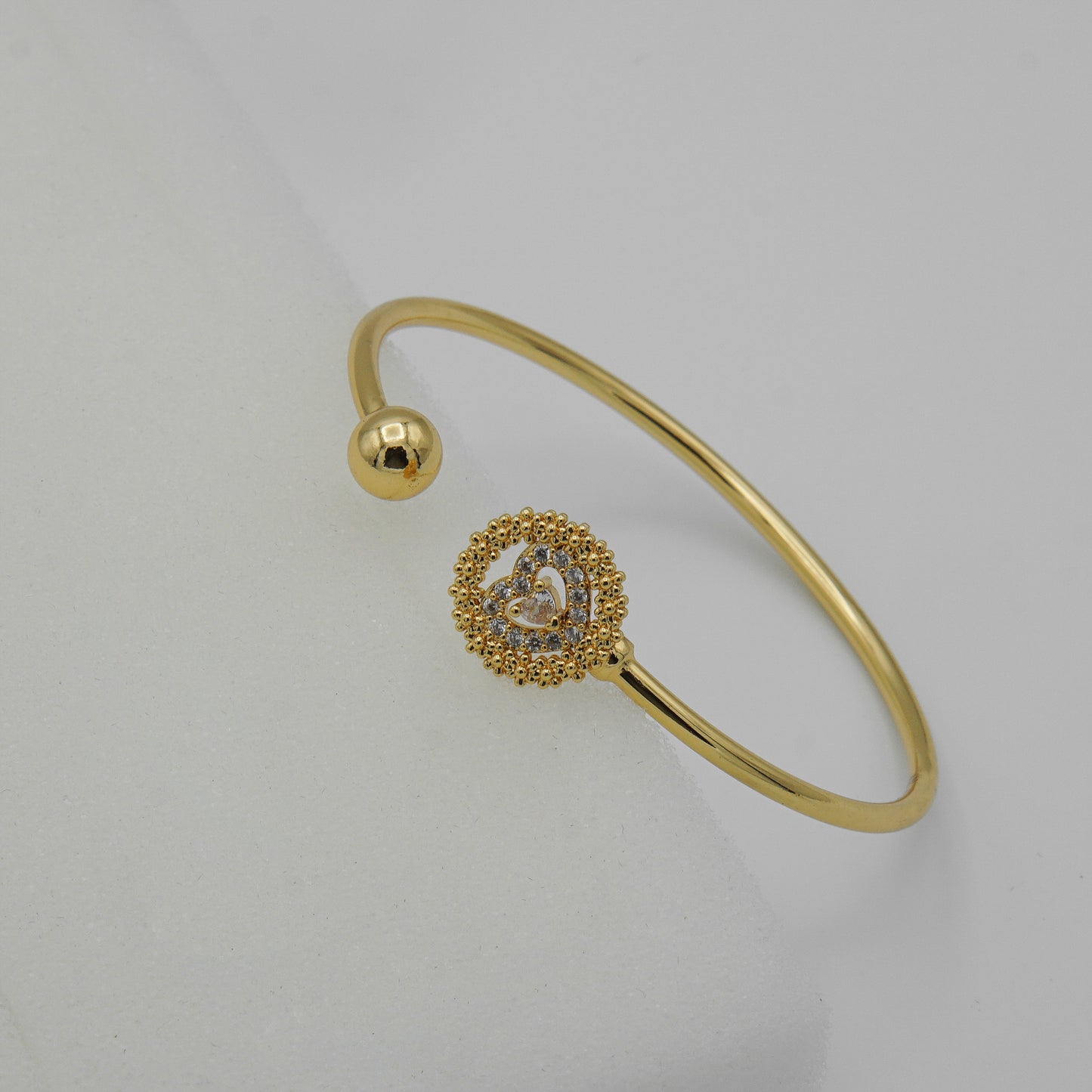 Gold Bangle and Ring Set with Crystal Accents