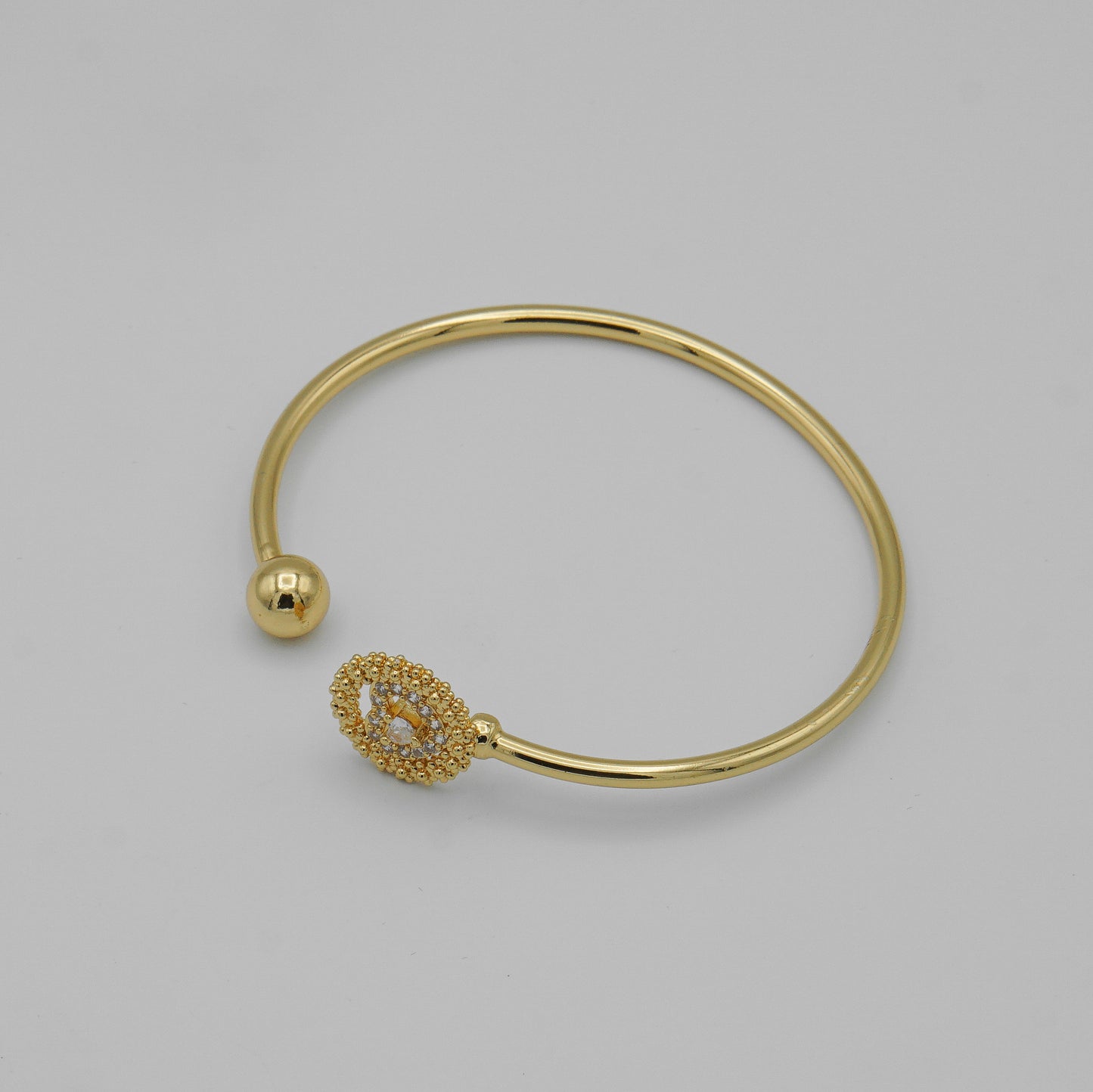 Gold Bangle and Ring Set with Crystal Accents