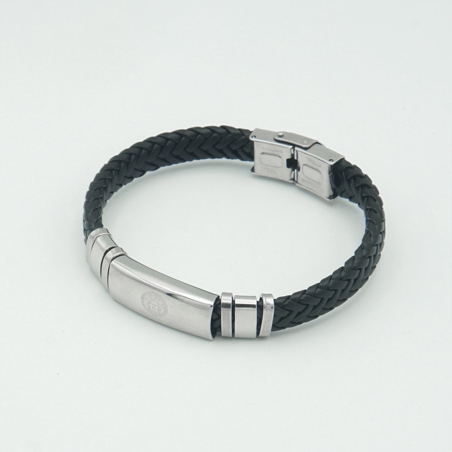 Versace Men's Black Braided Leather Bracelet