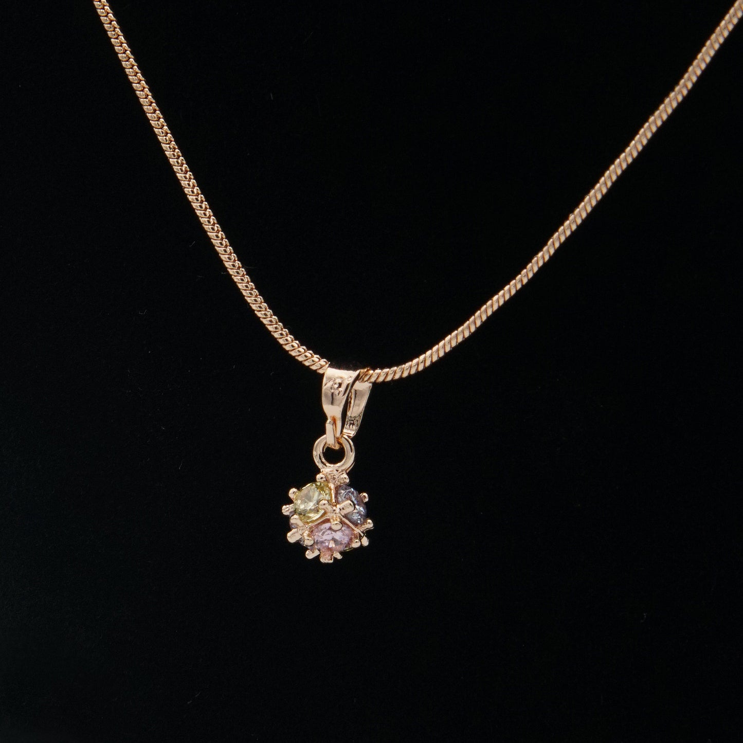 Delicate Floral Gemstone Pendant Necklace