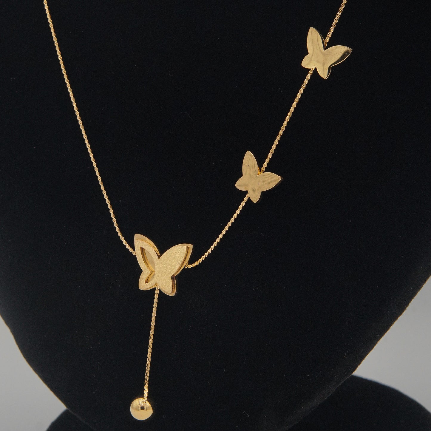 Gold 3 Butterfly Necklace