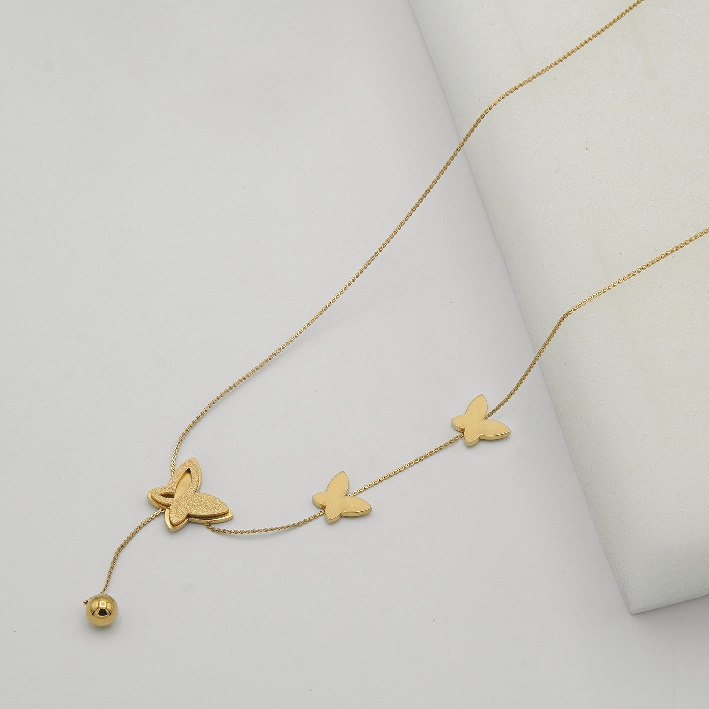 Gold 3 Butterfly Necklace