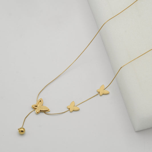 Gold 3 Butterfly Necklace