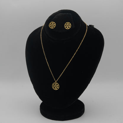 Gold Pendant and Earring Set - Minimalist Design