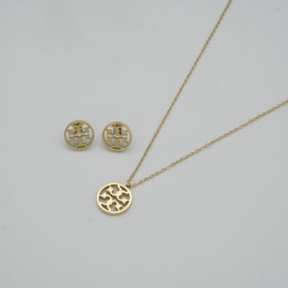 Gold Pendant and Earring Set - Minimalist Design